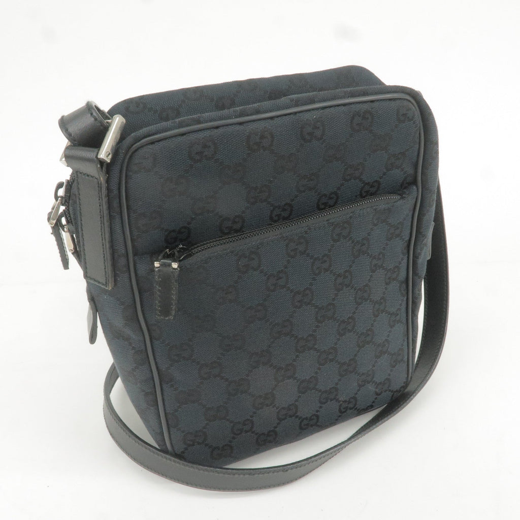 GUCCI GG Canvas Leather Shoulder Bag Hand Bag Black 018 1612