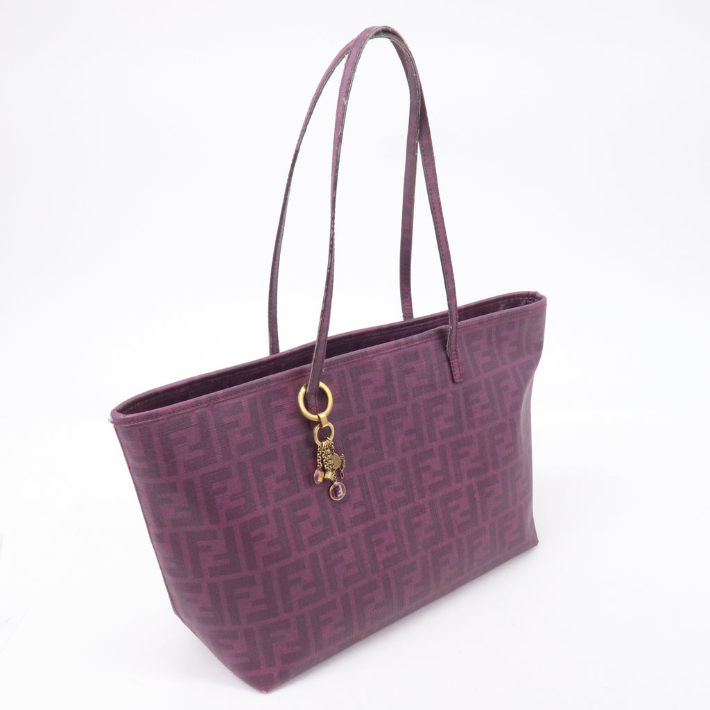 FENDI Zucca Logo Print PVC Leather Tote Bag Purple 8BH198