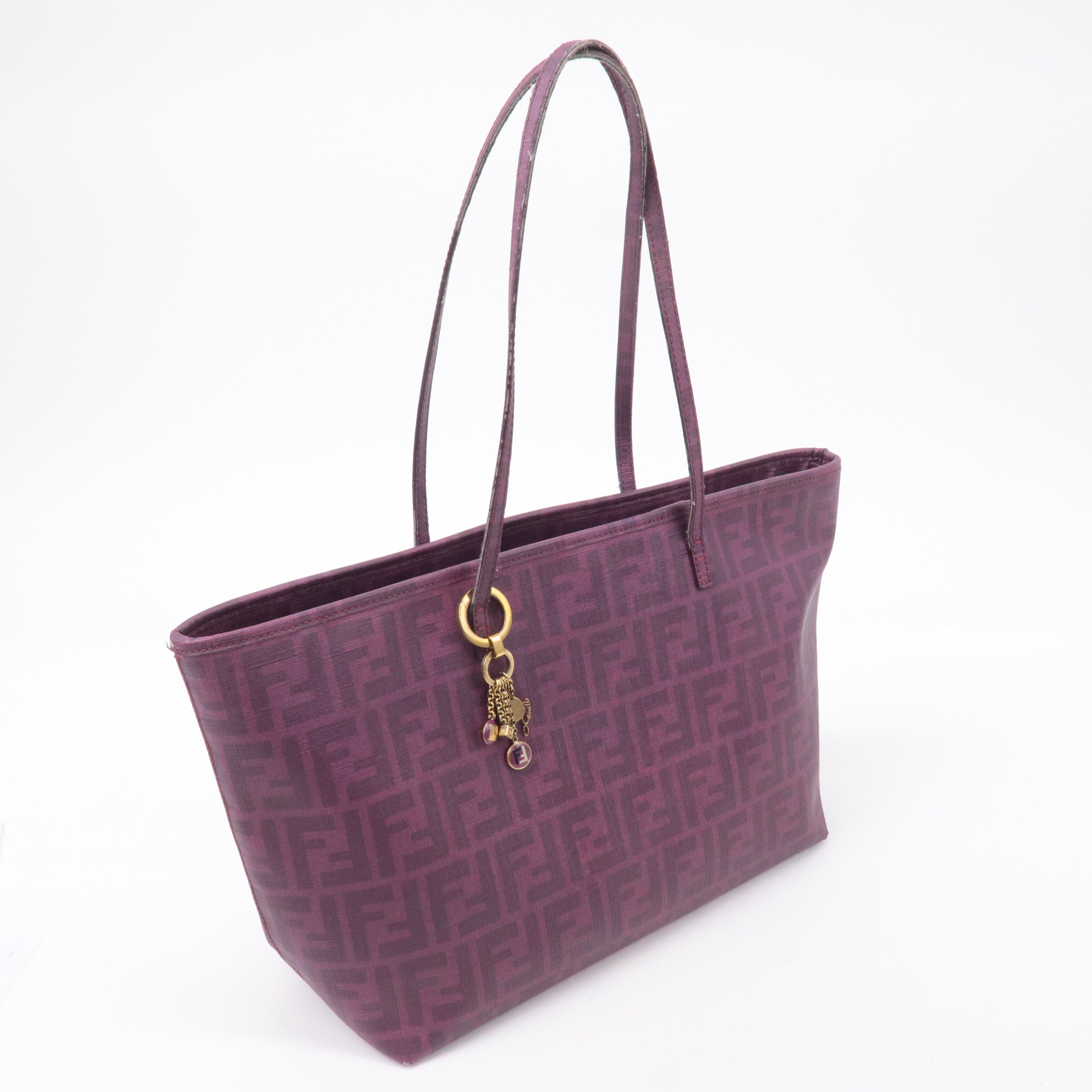 FENDI Zucca Logo Print PVC Leather Tote Bag Purple 8BH198