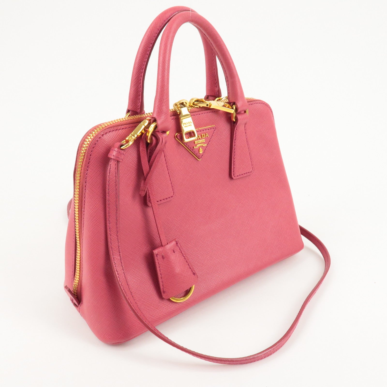 Prada Logo Leather 2Way Hand Bag Shoulder Bag Pink BL0838