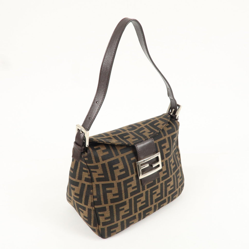 FENDI Zucca Canvas Leather Shoulder Bag Brown 222826