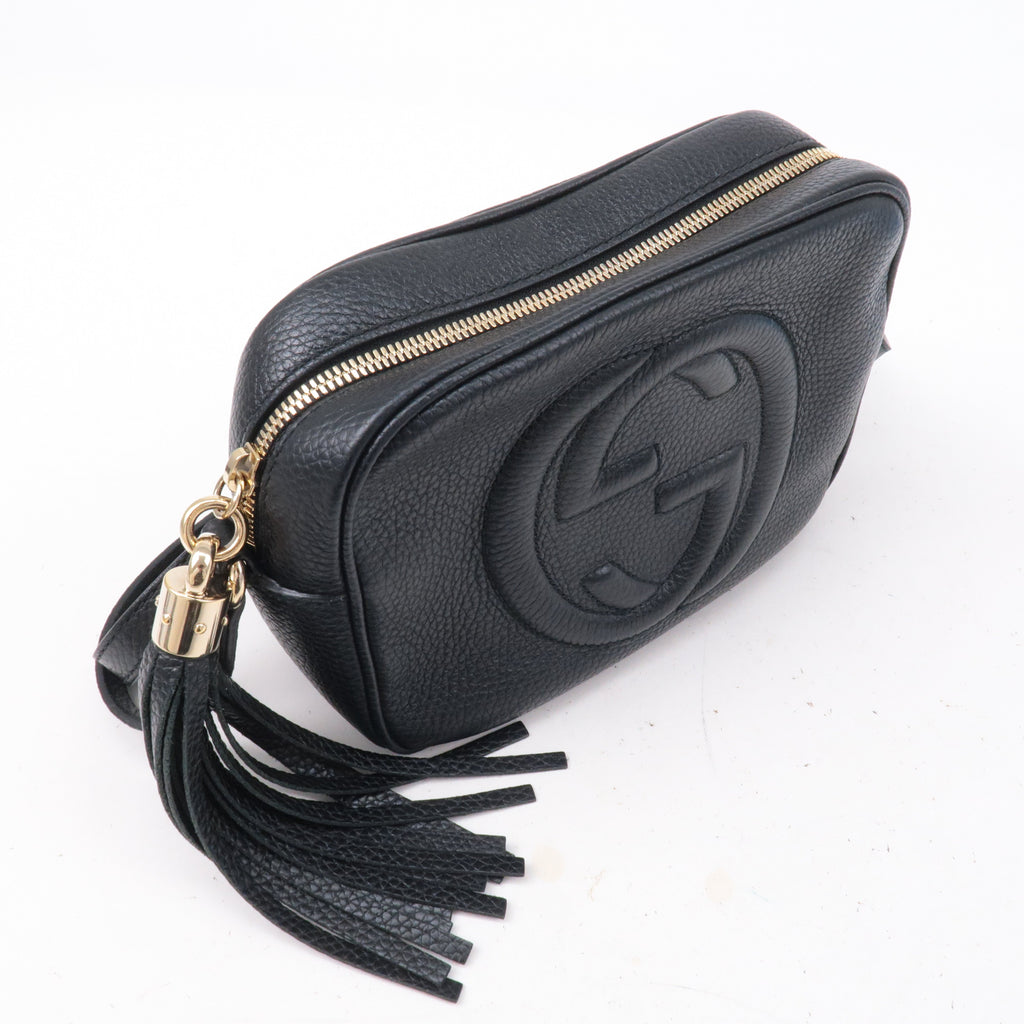 GUCCI SOHO Small Disco Leather Shoulder Bag Black 308364