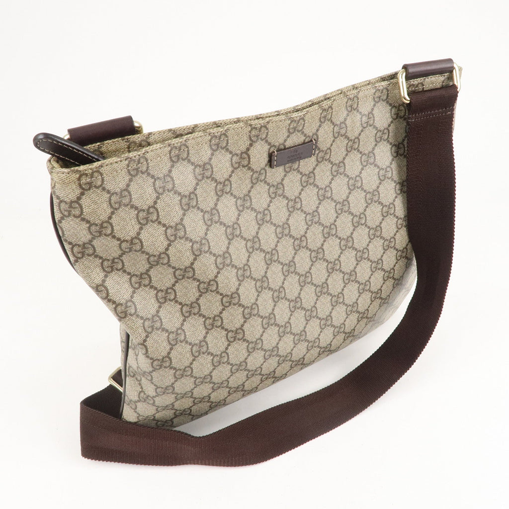 GUCCI GG Supreme Leather Shoulder Bag Beige Brown 201446