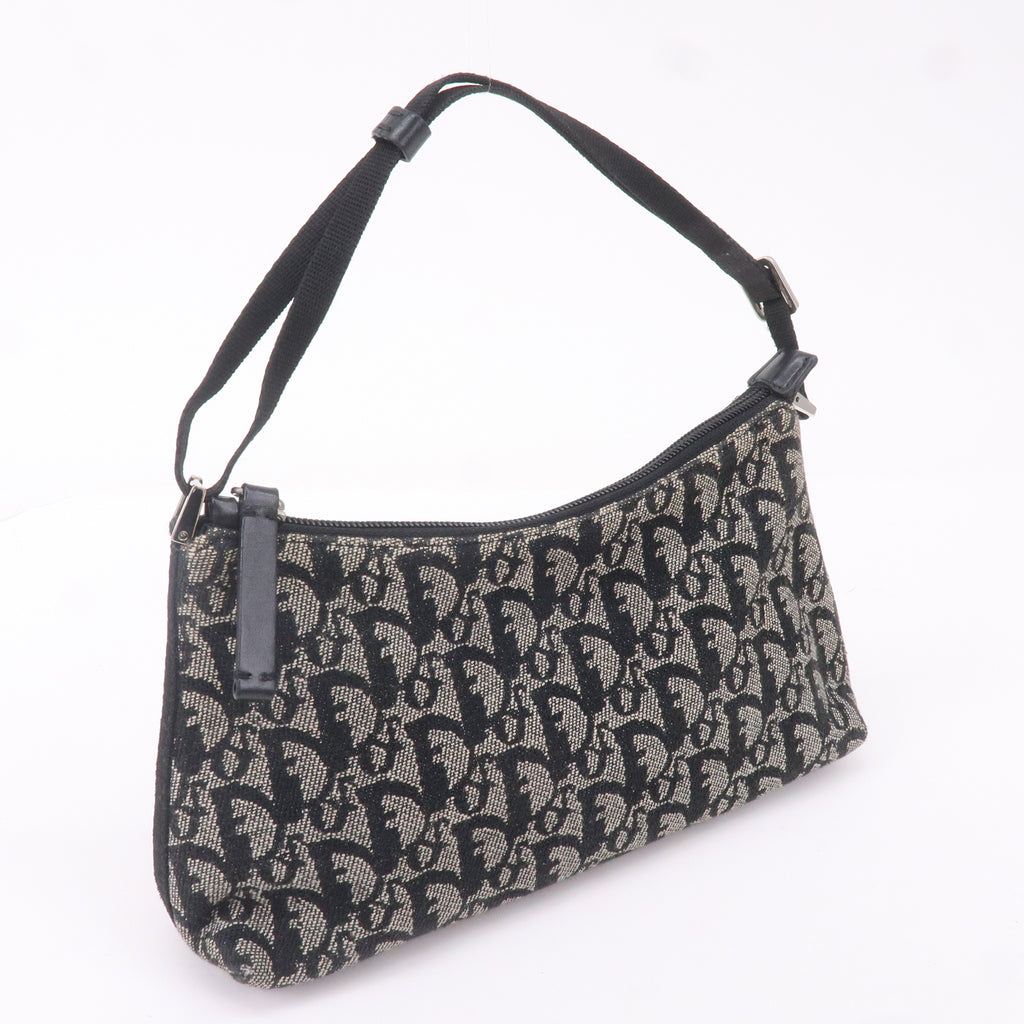 Christian Dior Trotter Canvas Leather Hand Bag Pouch Black