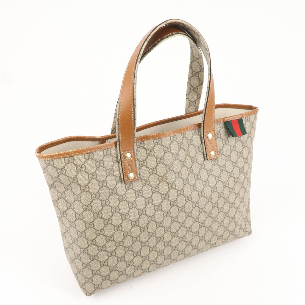 GUCCI GG Supreme Leather Tote Bag Hand Bag Beige Brown 211134