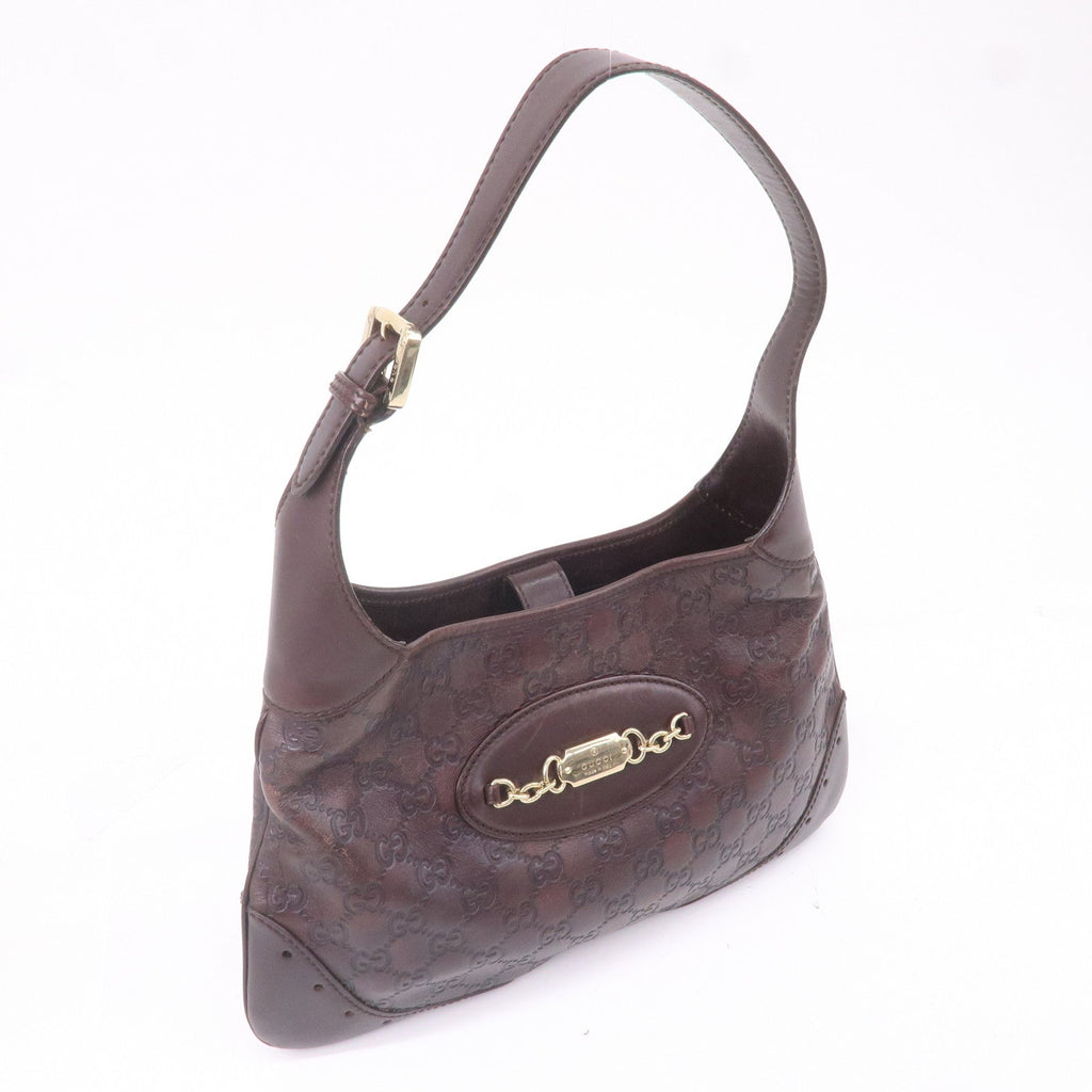 GUCCI Guccissima Leather Shoulder Bag Hand Bag Dark Brown 145778