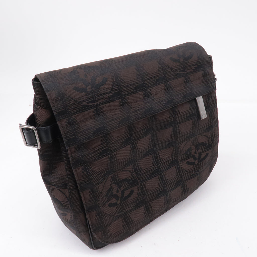 CHANEL New Travel Line Nylon Jacquard Leather Shoulder Bag A29347