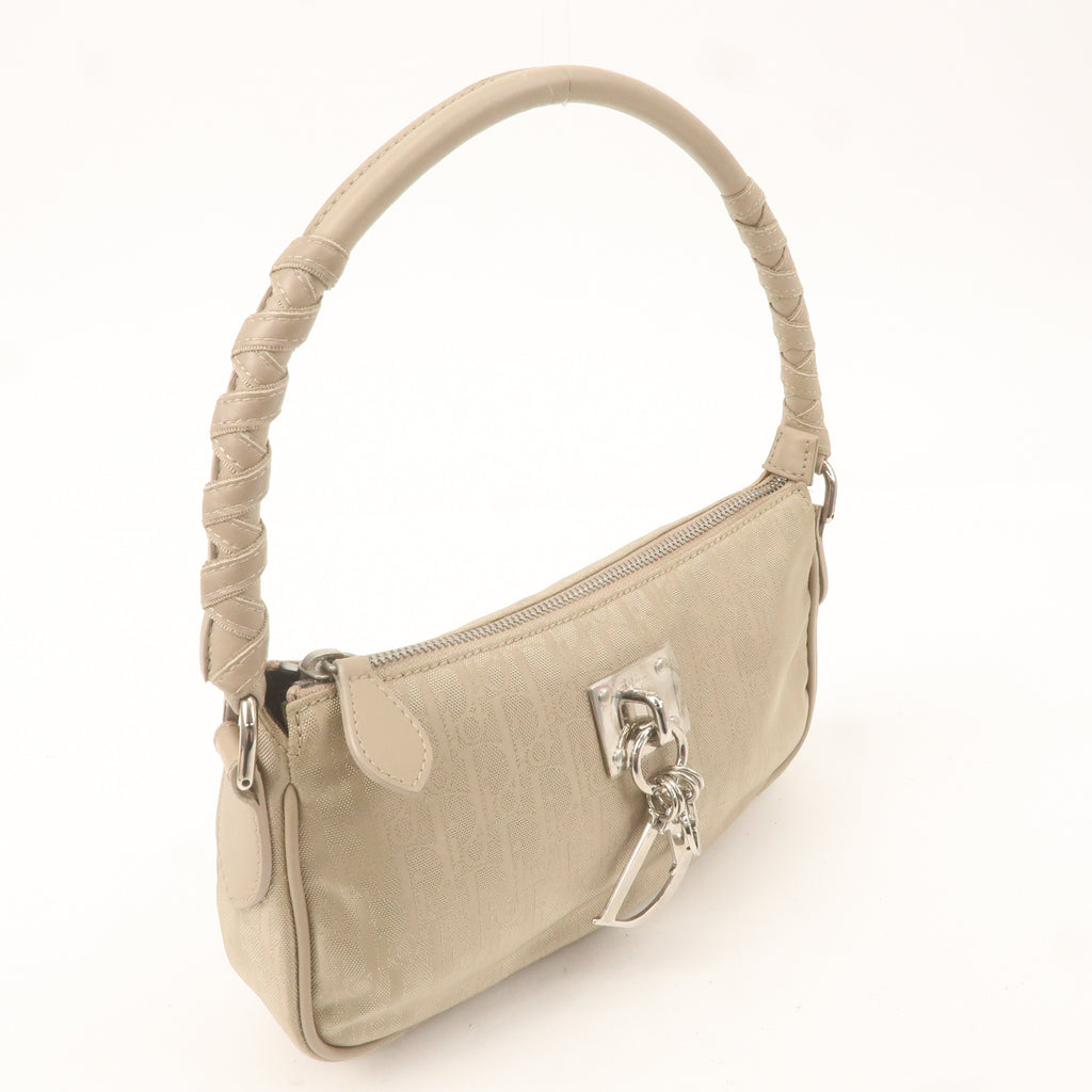 Christian Dior Trotter Nylon Leather Shoulder Bag Beige