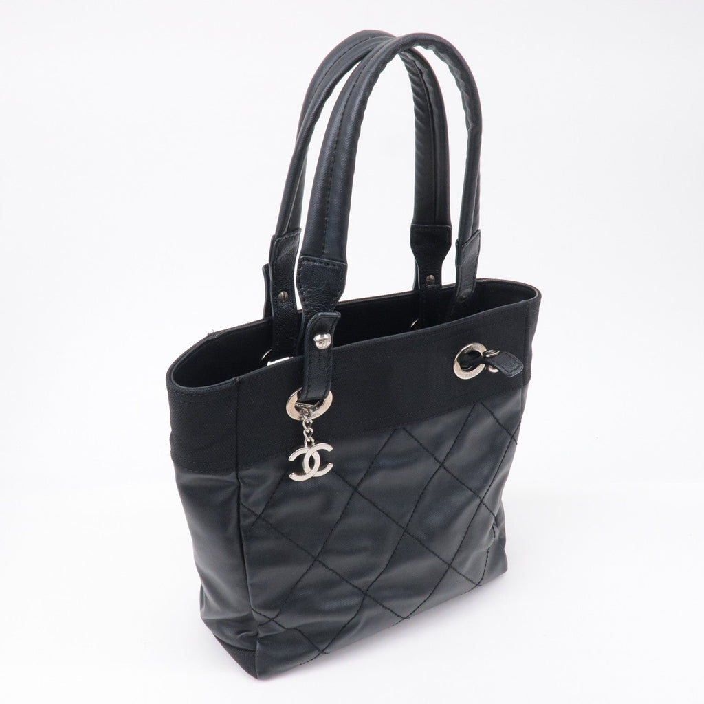 CHANEL Paris Biarritz Coated Canvas Leather Tote Bag PM A34208