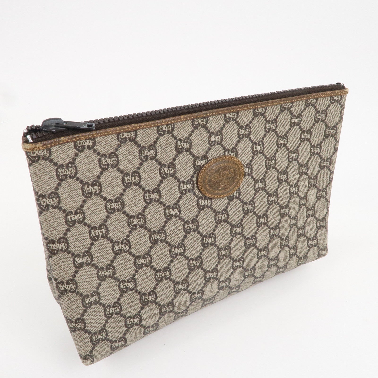 GUCCI Set of 3 Old Gucci Leather Second Bag Pouch Beige Brown
