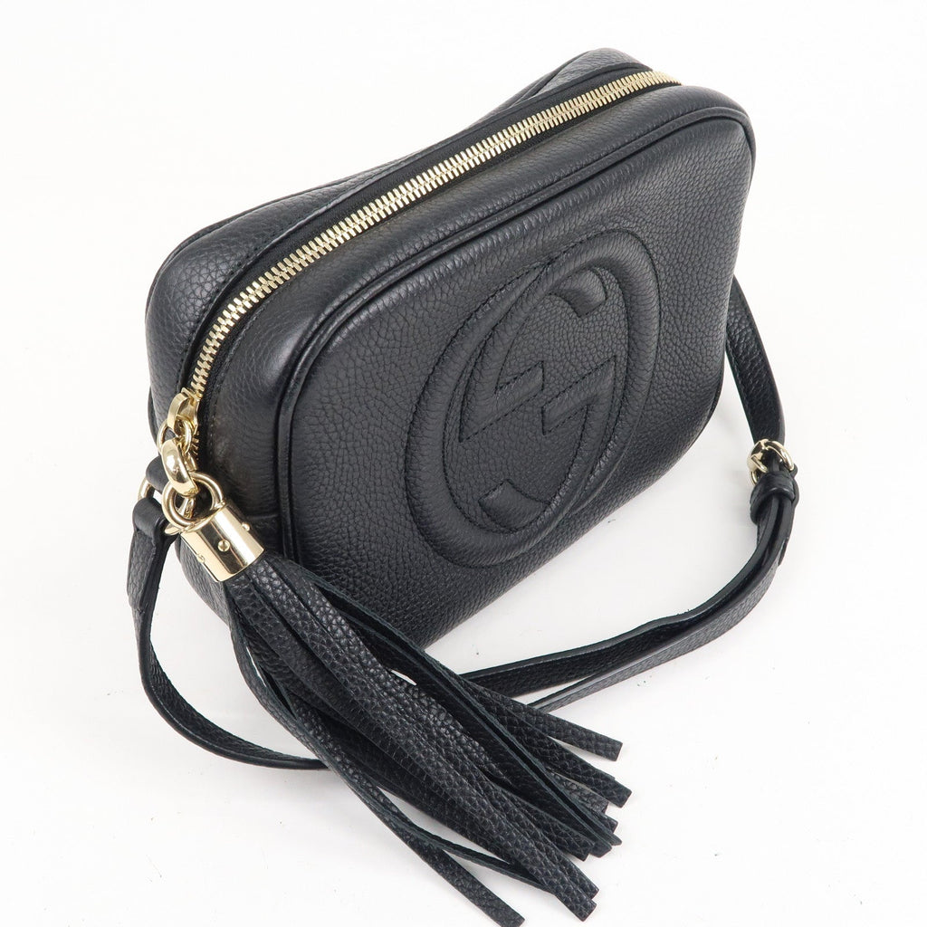 GUCCI SOHO Small Disco Leather Shoulder Bag Black 308364