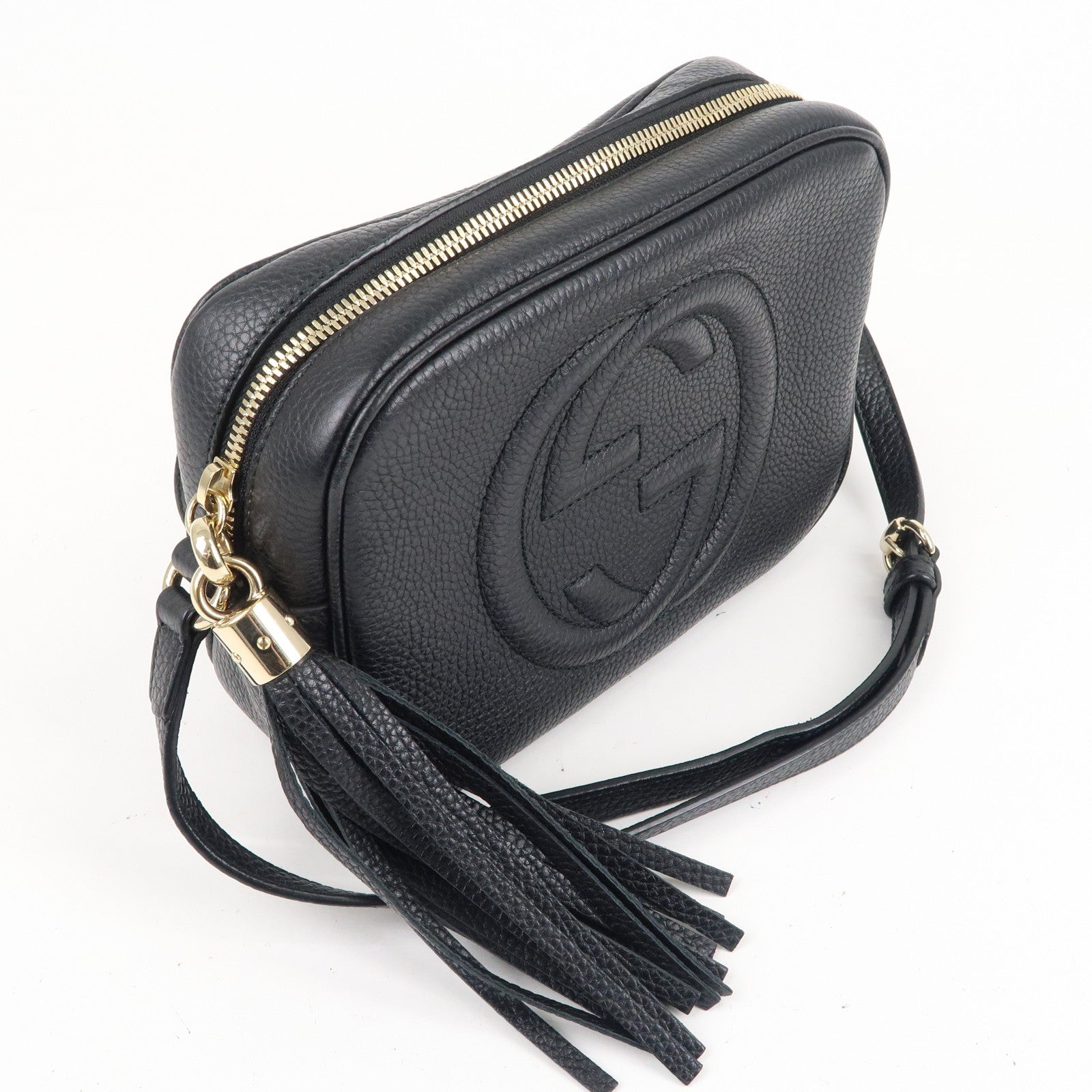 GUCCI SOHO Small Disco Leather Shoulder Bag Black 308364