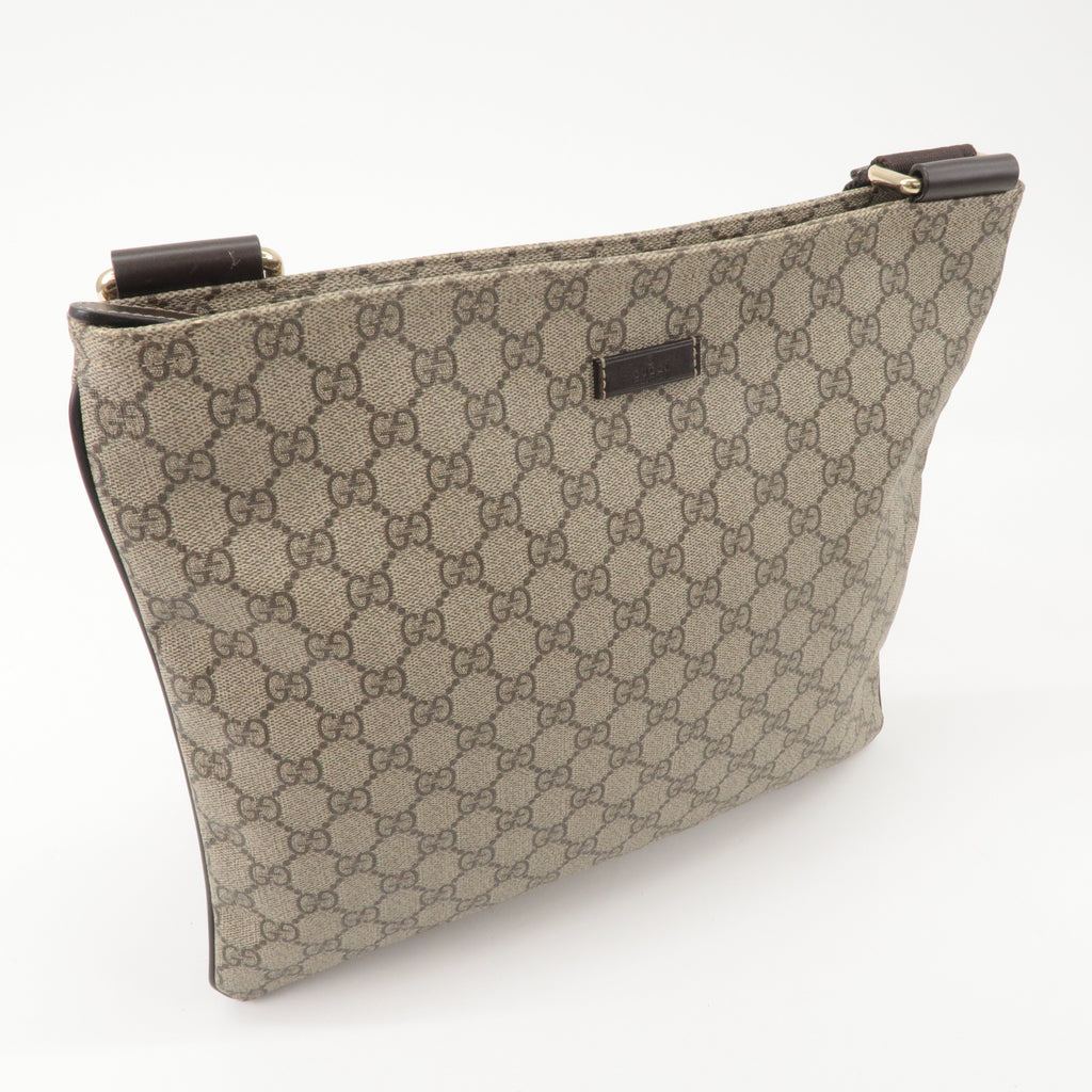 GUCCI GG Supreme Leather Shoulder Bag Beige Brown 201446