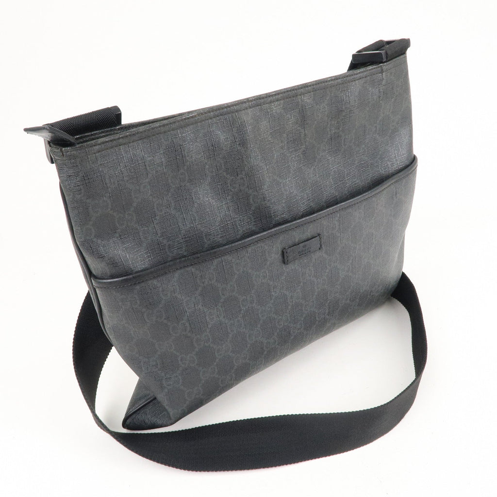 GUCCI GG Supreme Leather Shoulder Bag Black 162904