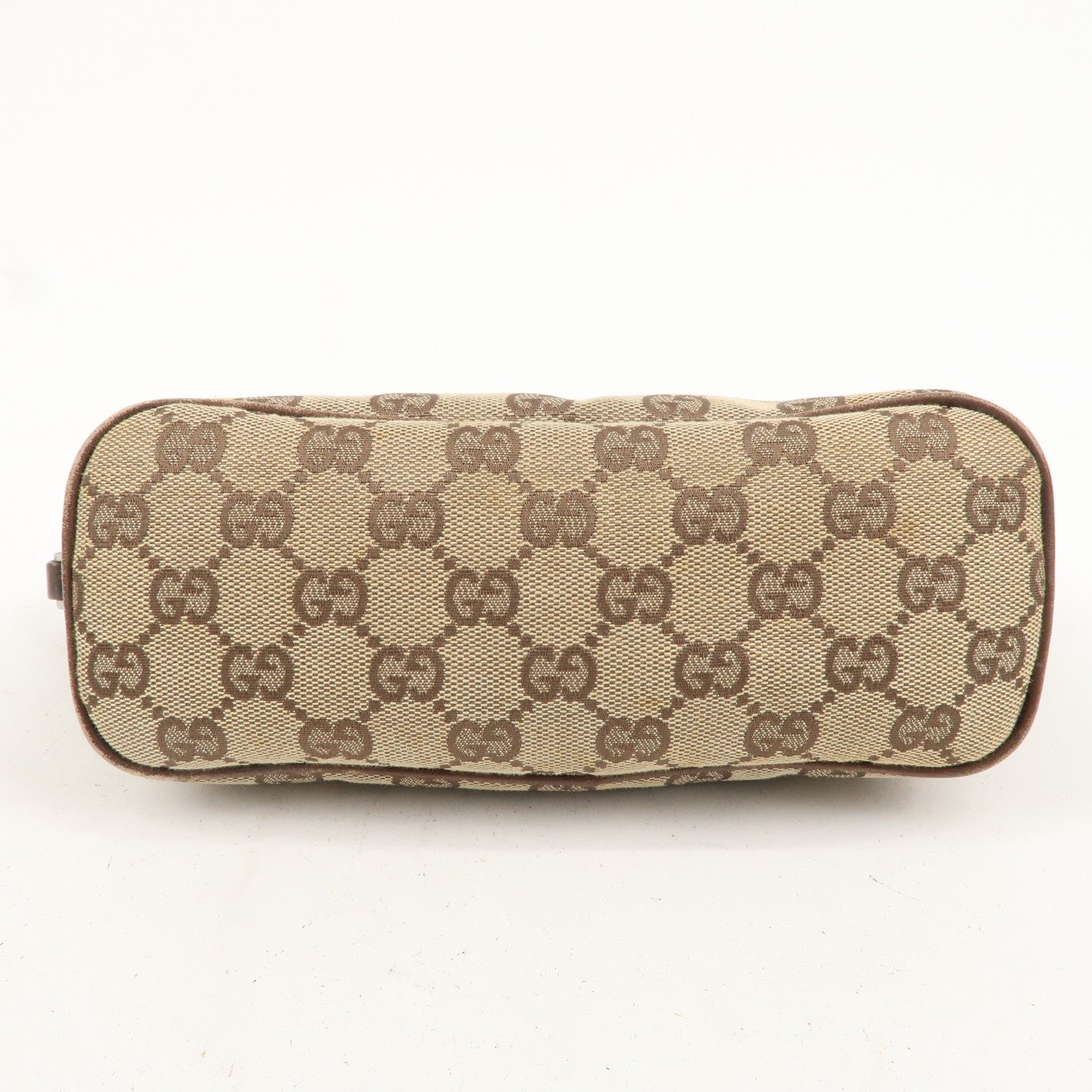 GUCCI Set of 2 Boat Bag GG Canvas Leather Pouch Hand Bag 07198