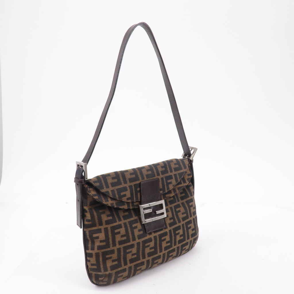 FENDI Zucca Canvas Leather Shoulder Bag Brown 83164900012