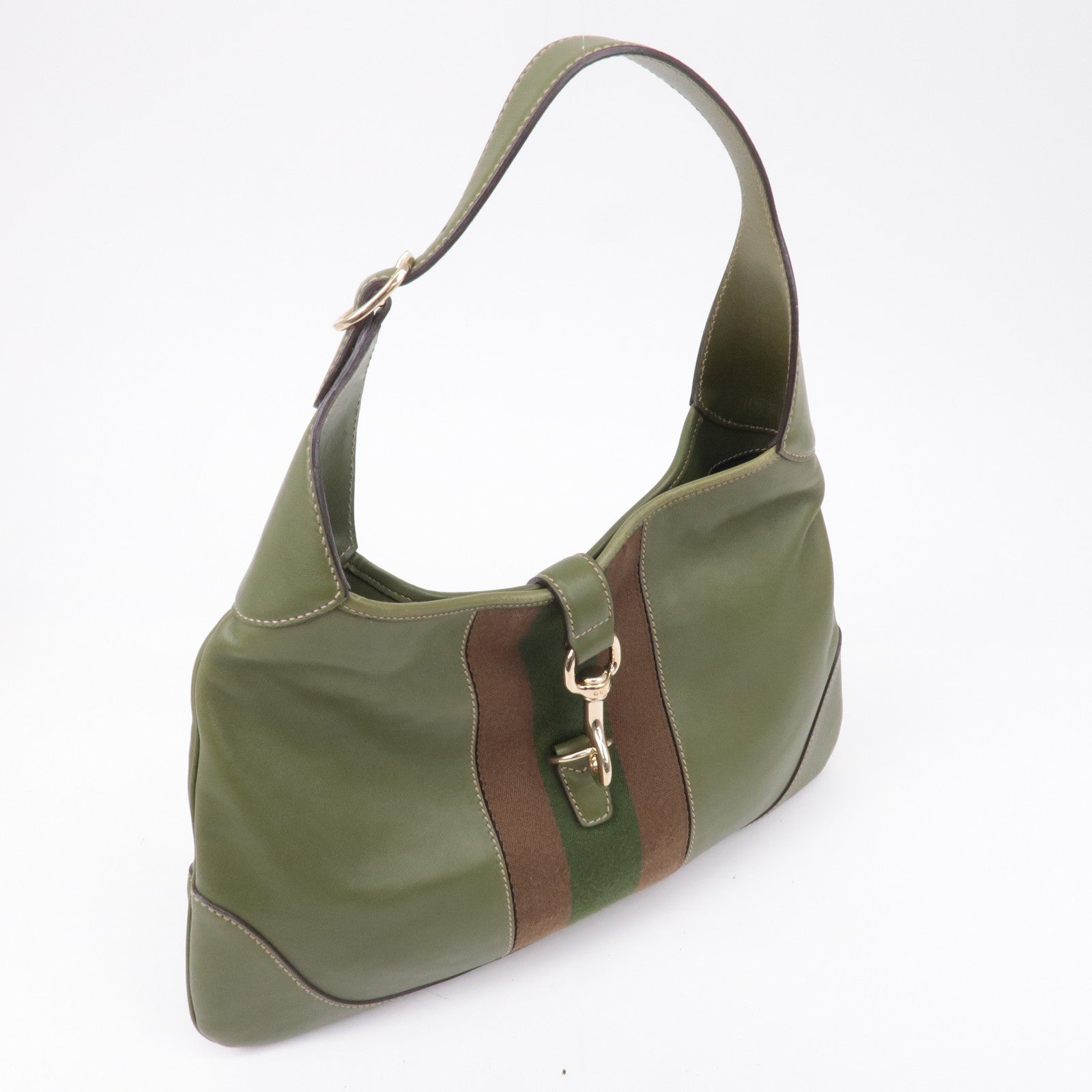 GUCCI Sherry Leather Shoulder Bag Hand Bag Green 153029