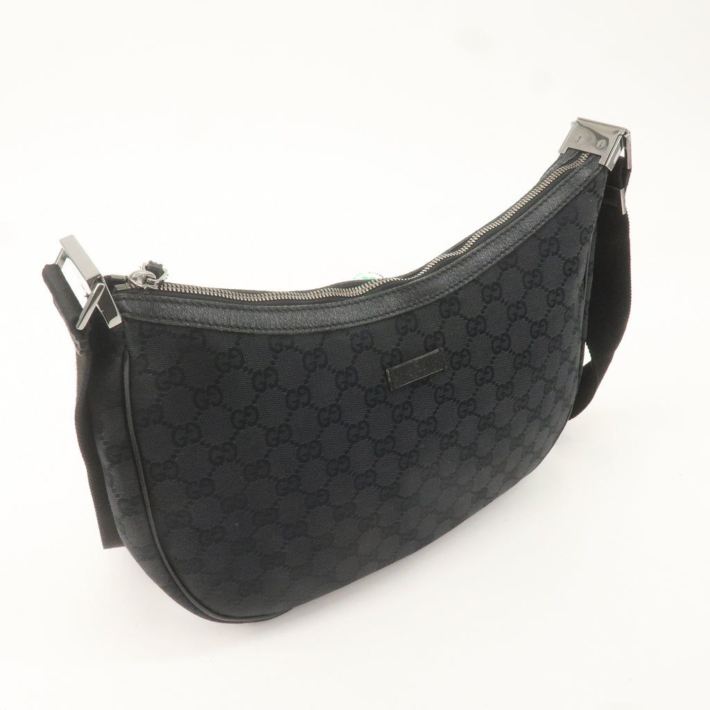 GUCCI GG Canvas Leather Shoulder Bag Cross Body Black 122790