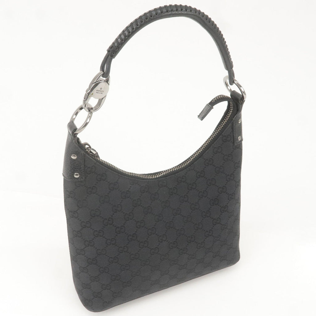 GUCCI GG Monogram Canvas Leather Shoulder Bag Black 115003