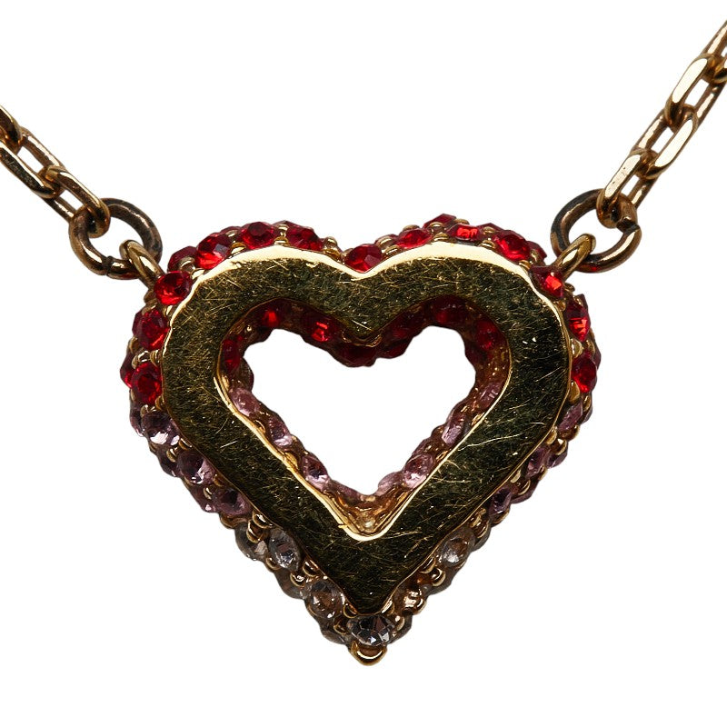 Louis Vuitton Heart Pendant Necklace M68159 Gold Red Pink