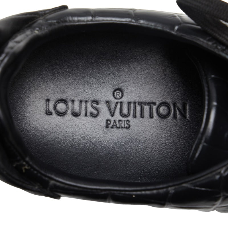 Louis Vuitton Crocodile Front Loop Lockout Sneaker MS0136 Black Silver Leather Lavender Men LOUIS VUITTON