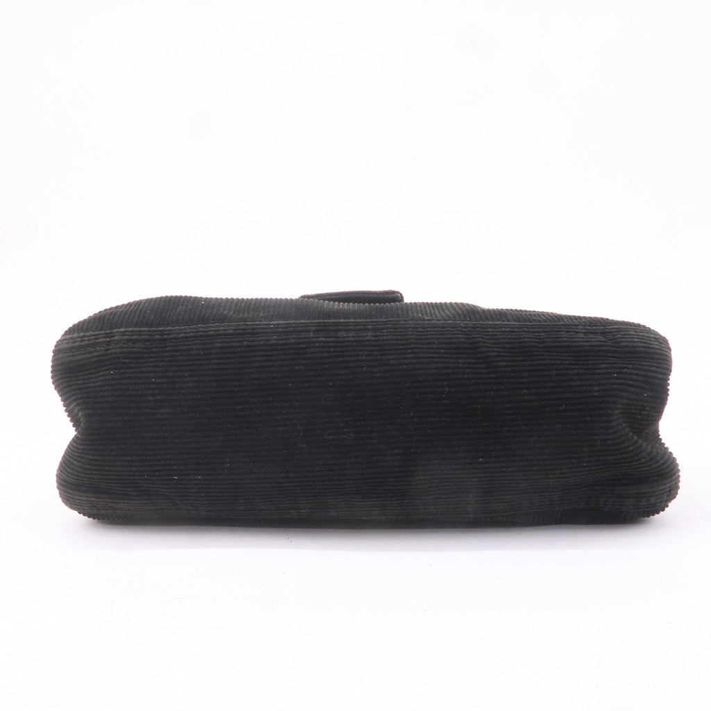 FENDI Corduroy Shoulder Bag Hand Bag Black