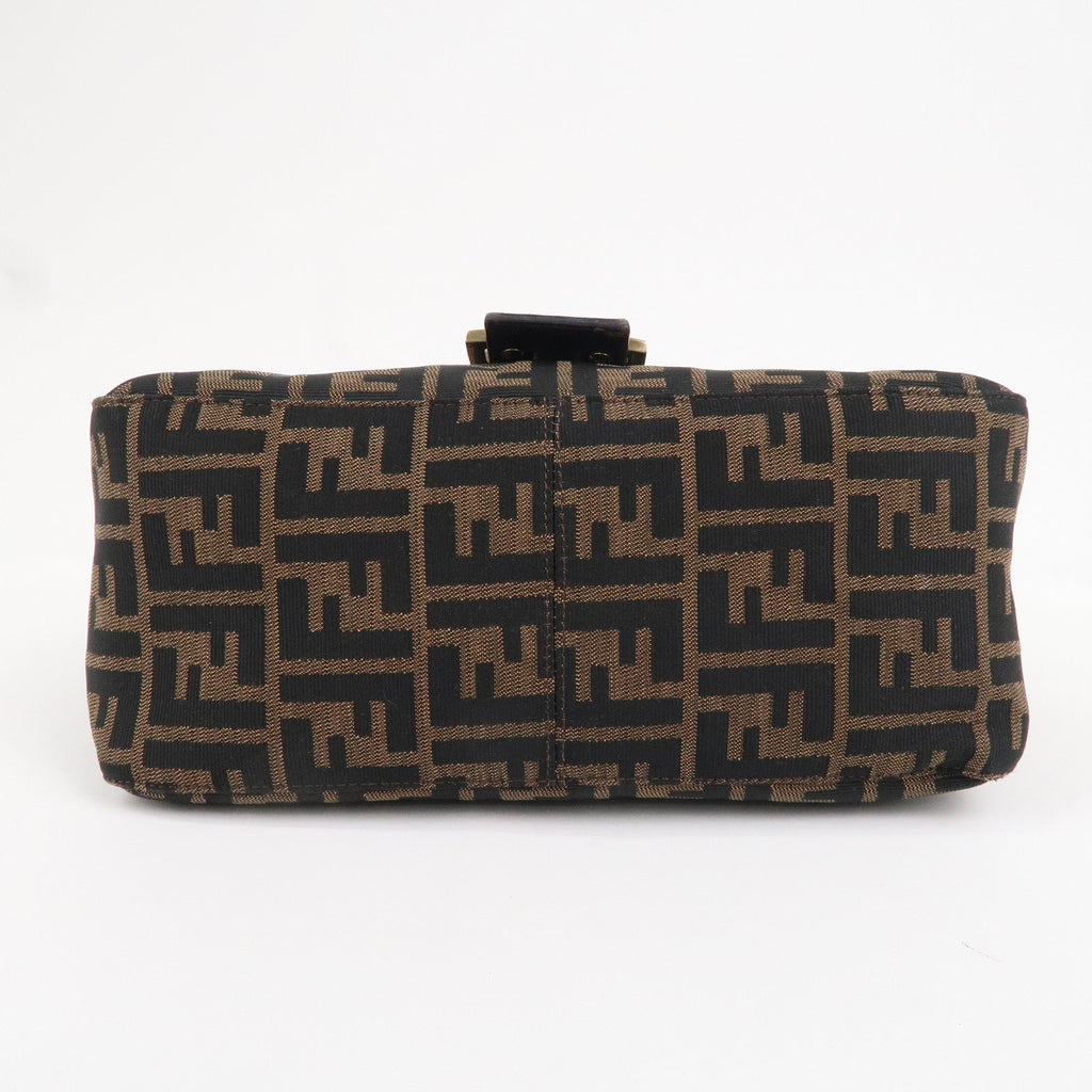 FENDI Mamma Baguette Zucca Canvas Leather Shoulder Bag 26325