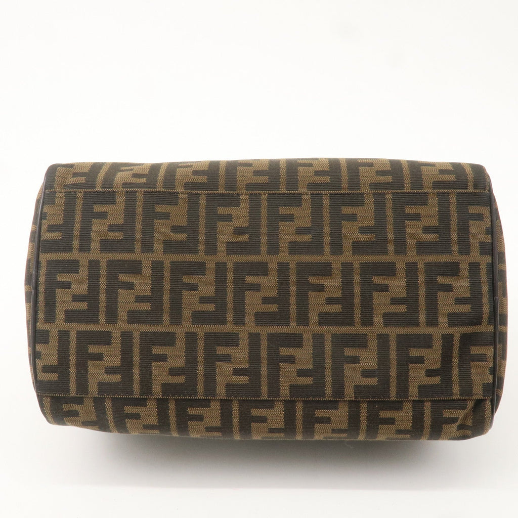 FENDI Zucca Canvas Leather Mini Boston Bag Black Brown 8BL104