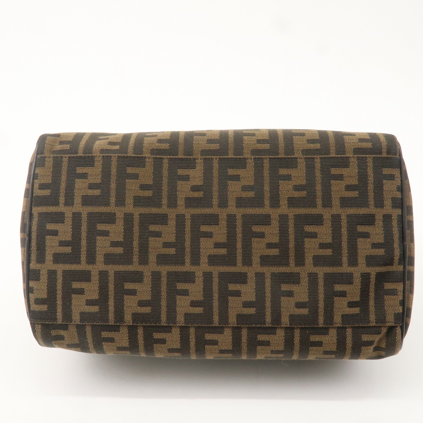 FENDI Zucca Canvas Leather Mini Boston Bag Black Brown 8BL104