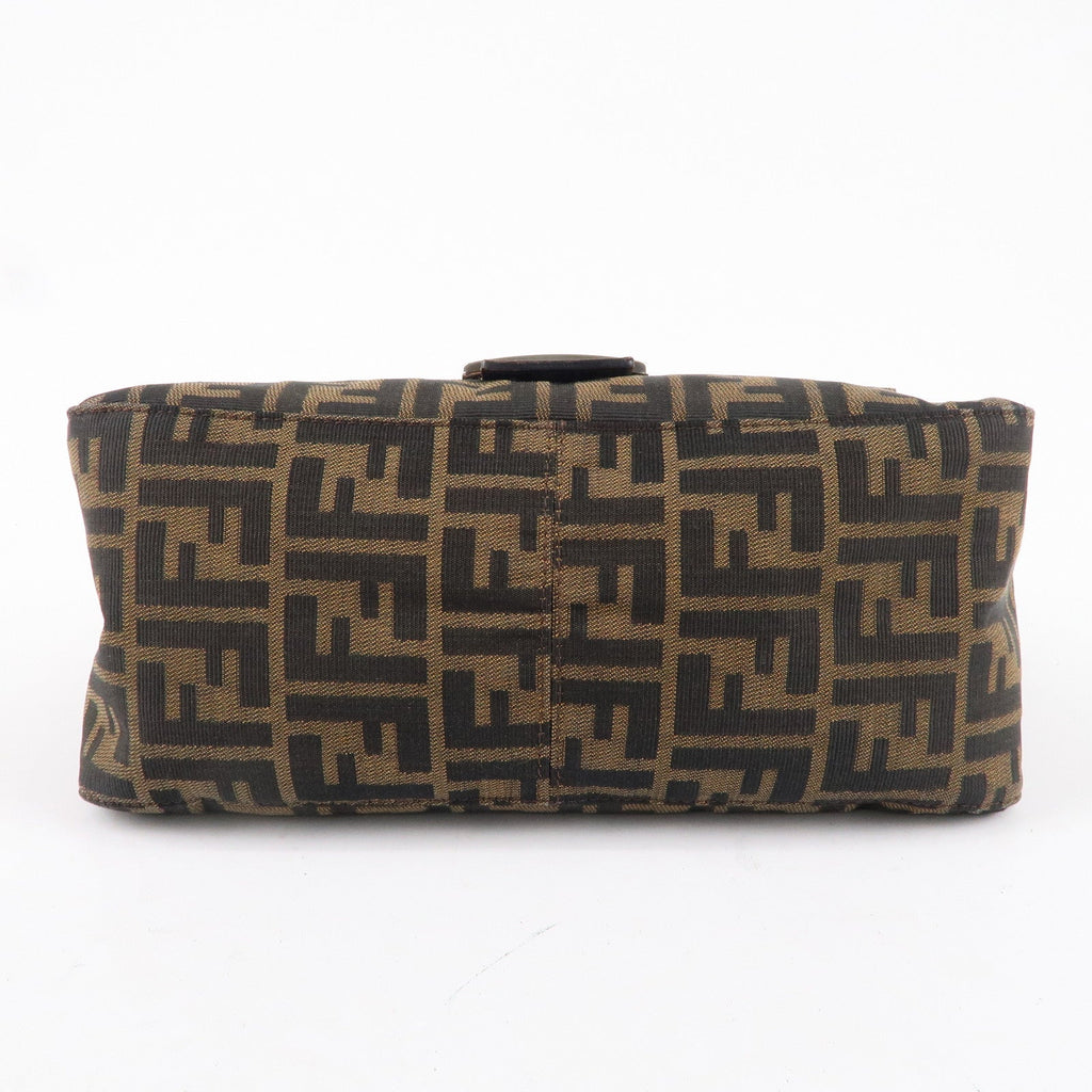 FENDI Zucca Canvas Leather Shoulder Bag Brown Khaki Black 26325