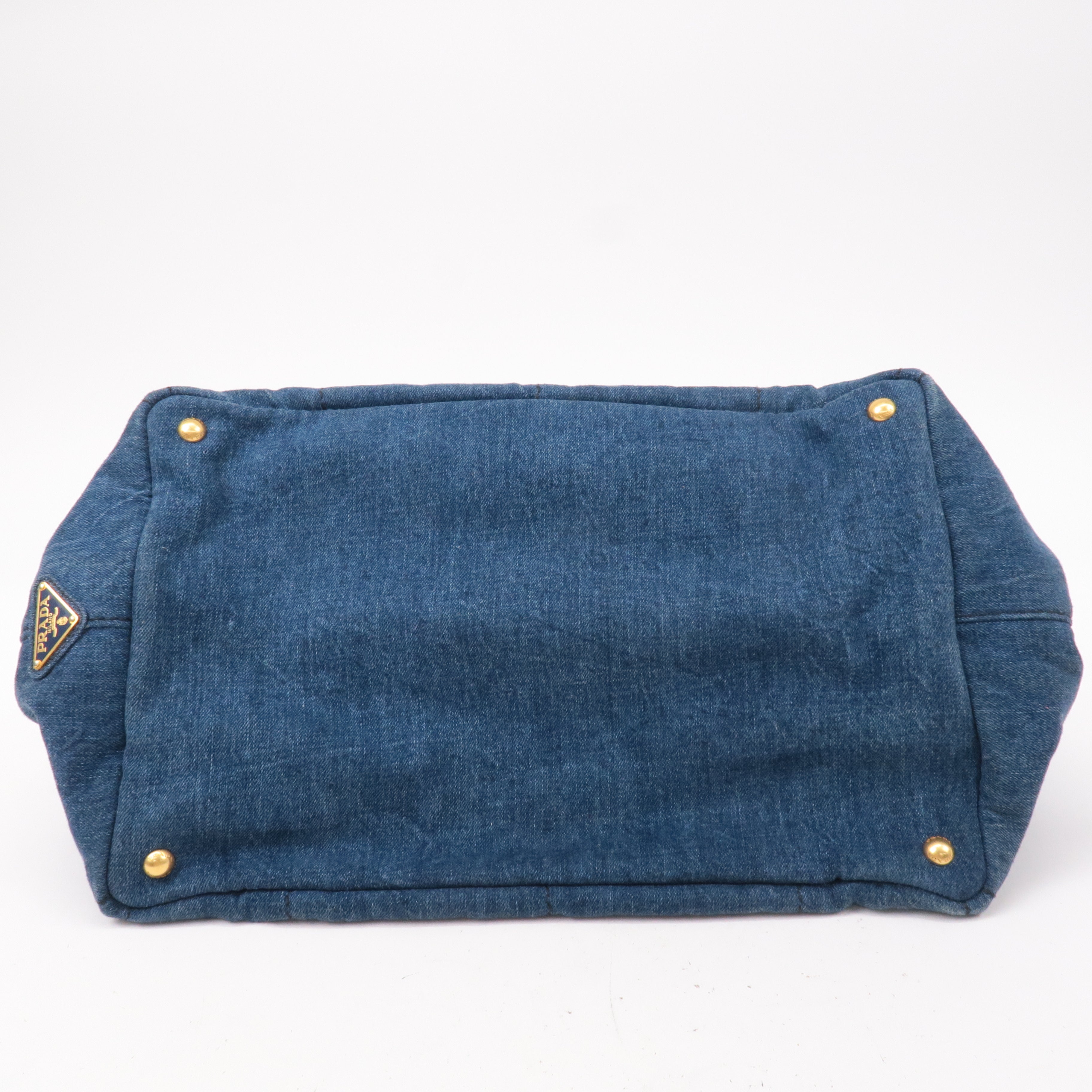 Prada Canapa Large Canvas Tote Bag Hand Bag Denim Blue B1872B