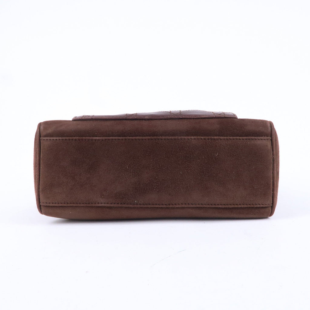 Christian Dior Cannage Suede Leather Hand Bag Brown