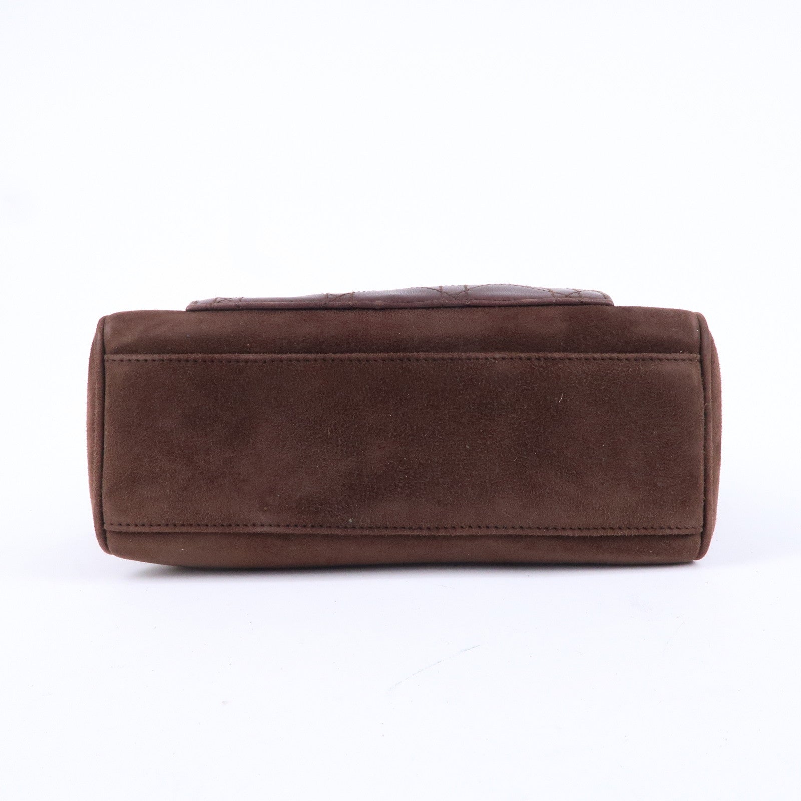 Christian Dior Cannage Suede Leather Hand Bag Brown