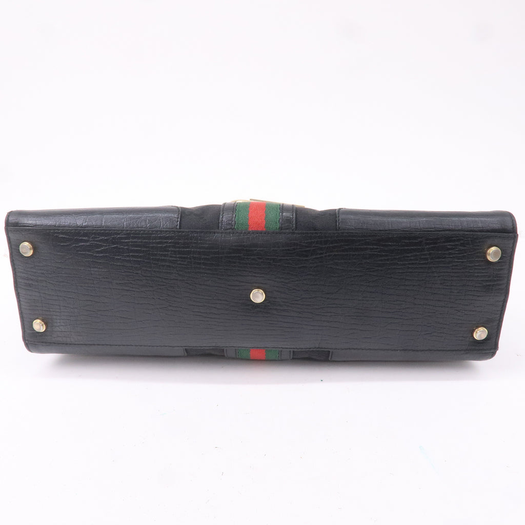 GUCCI Sherry GG Canvas Leather Shoulder Bag Black 130995