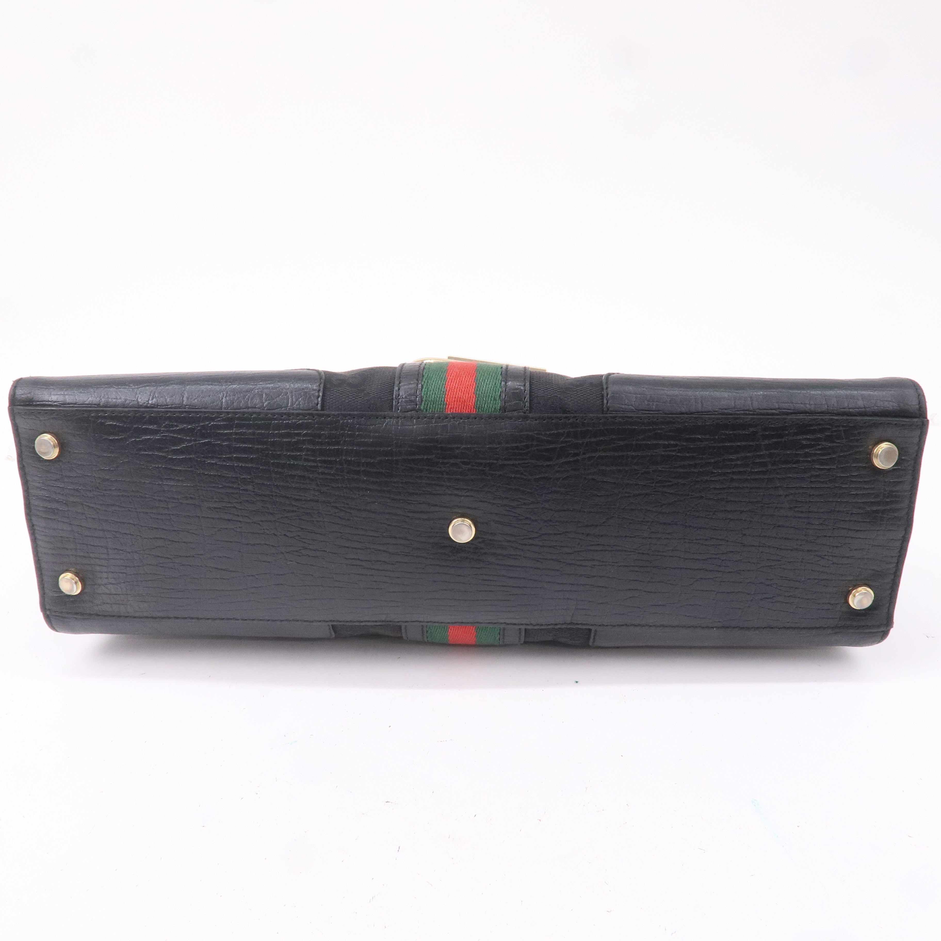 GUCCI Sherry GG Canvas Leather Shoulder Bag Black 130995