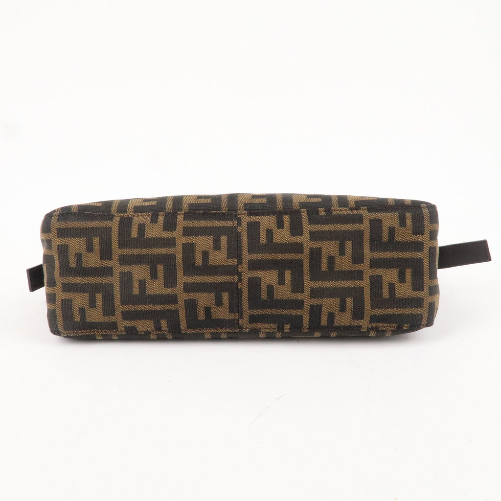 FENDI Zucca Canvas Leather Shoulder Bag Brown Black 26566