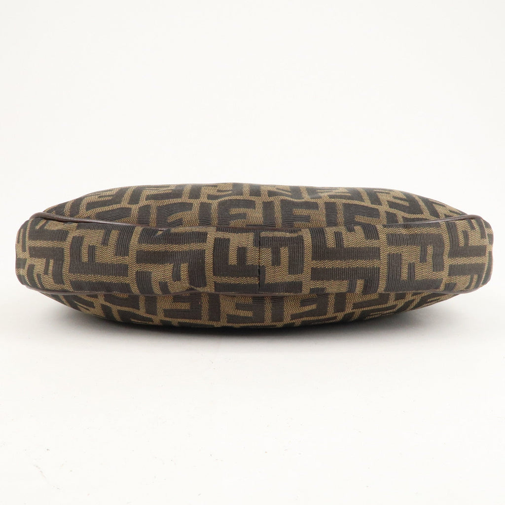 FENDI Zucca Canvas Leather Shoulder Bag Brown Black