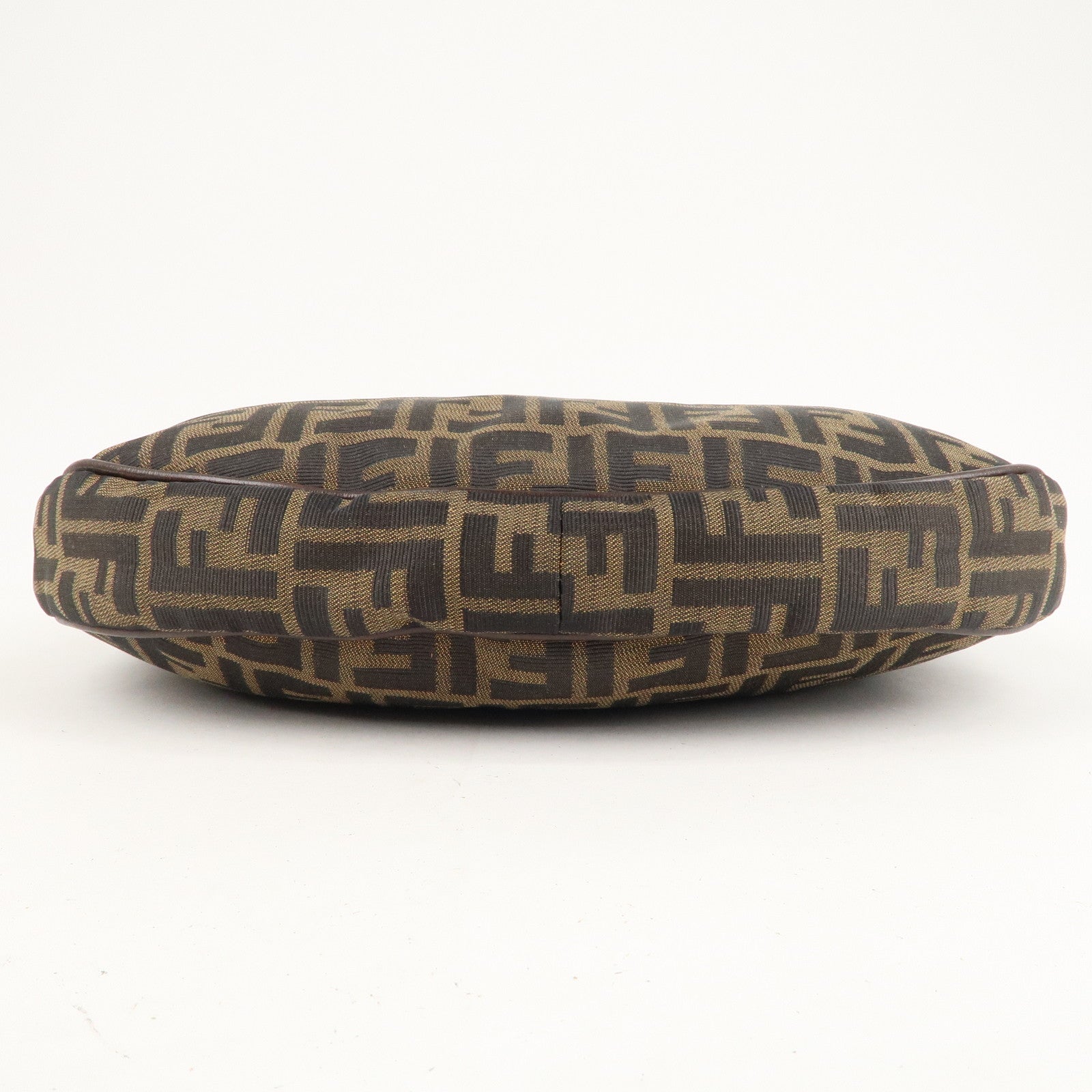 FENDI Zucca Canvas Leather Shoulder Bag Brown Black