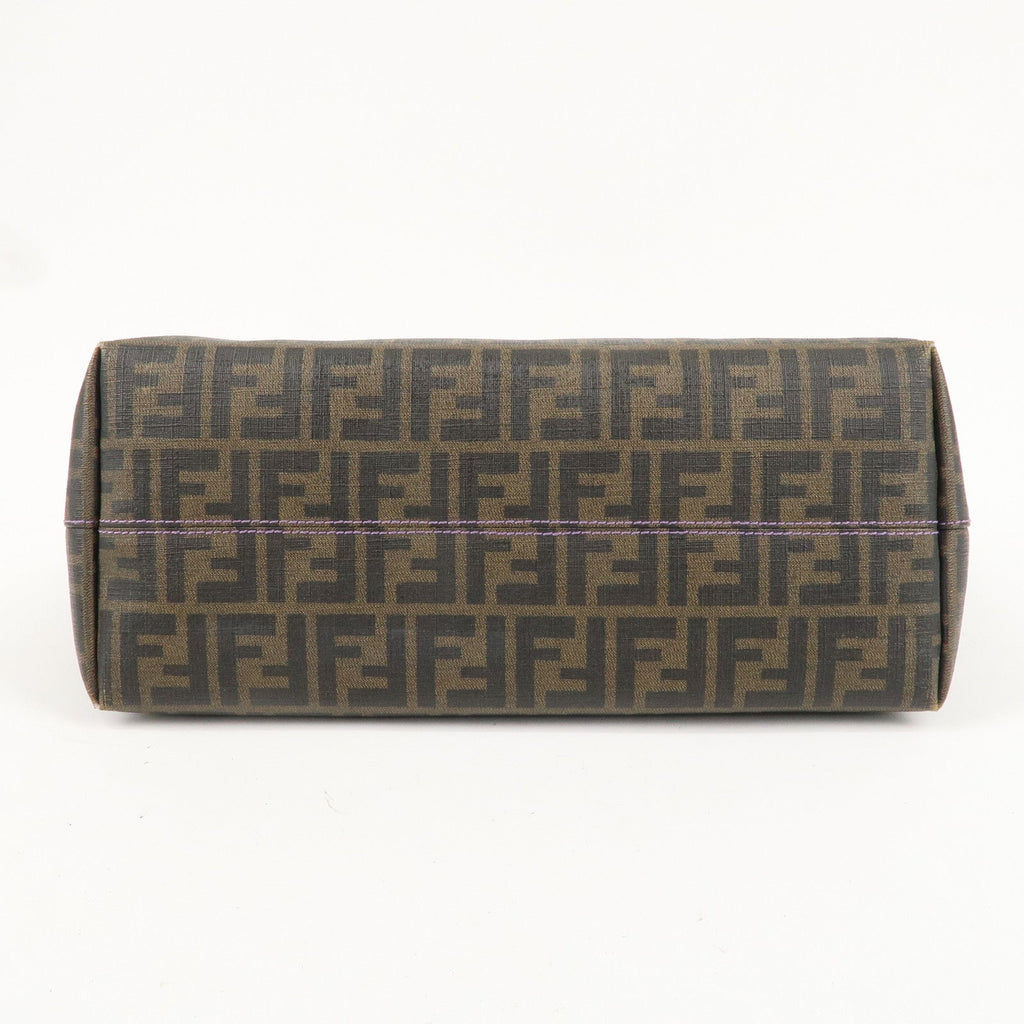FENDI Zucca Logo Print PVC Tote Bag Brown Black Purple 8BH185