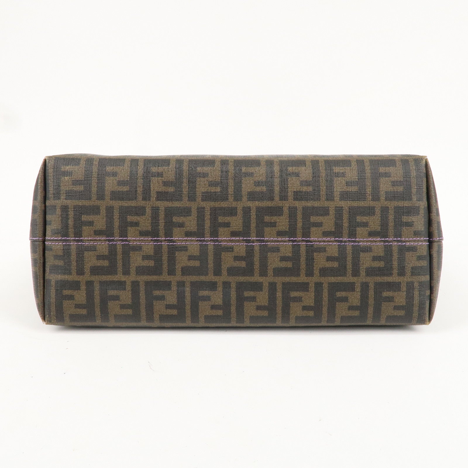 FENDI Zucca Logo Print PVC Tote Bag Brown Black Purple 8BH185