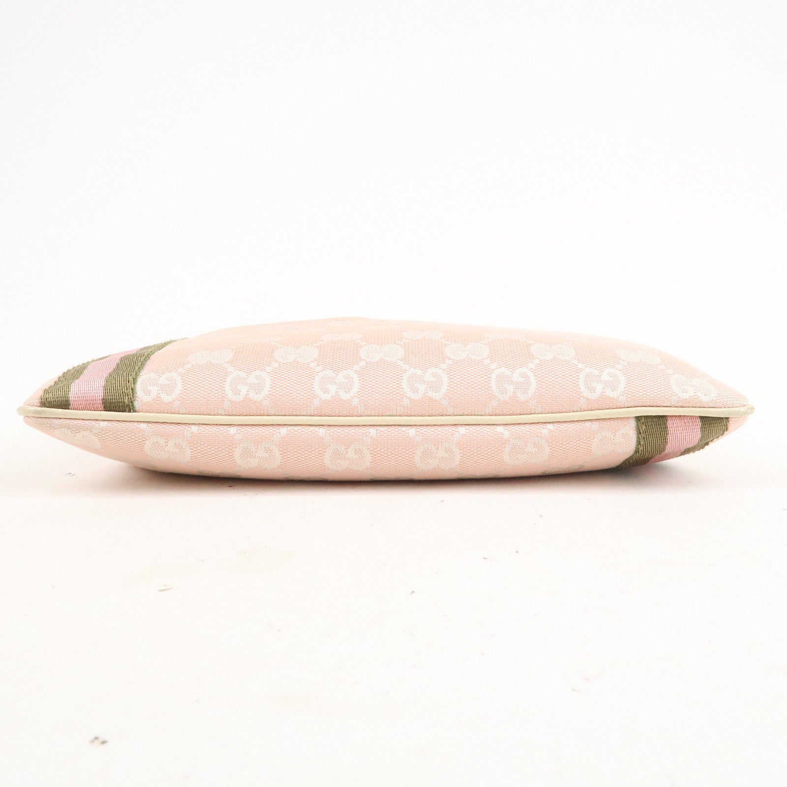 GUCCI Sherry GG Canvas Leather Shoulder Bag Pink White 144388