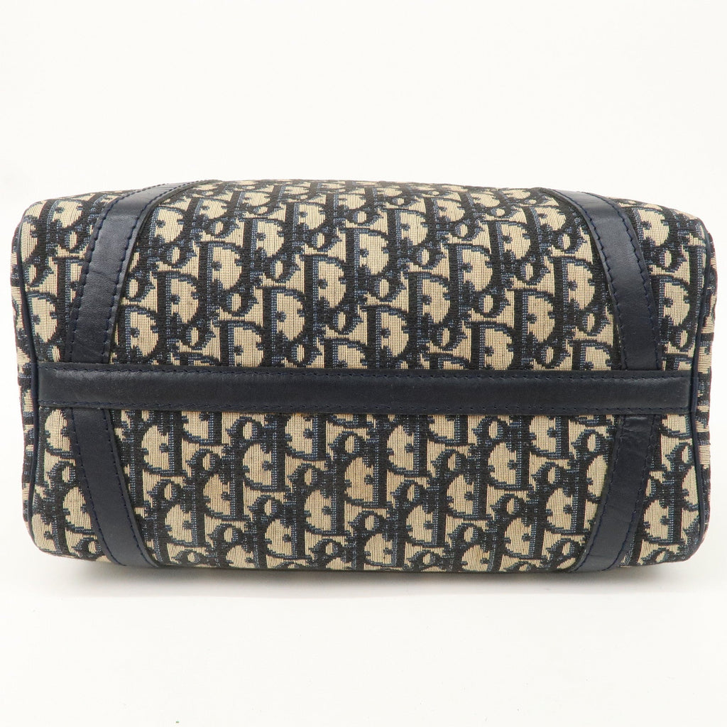 Christian Dior Trotter Canvas Leather Boston Bag Navy