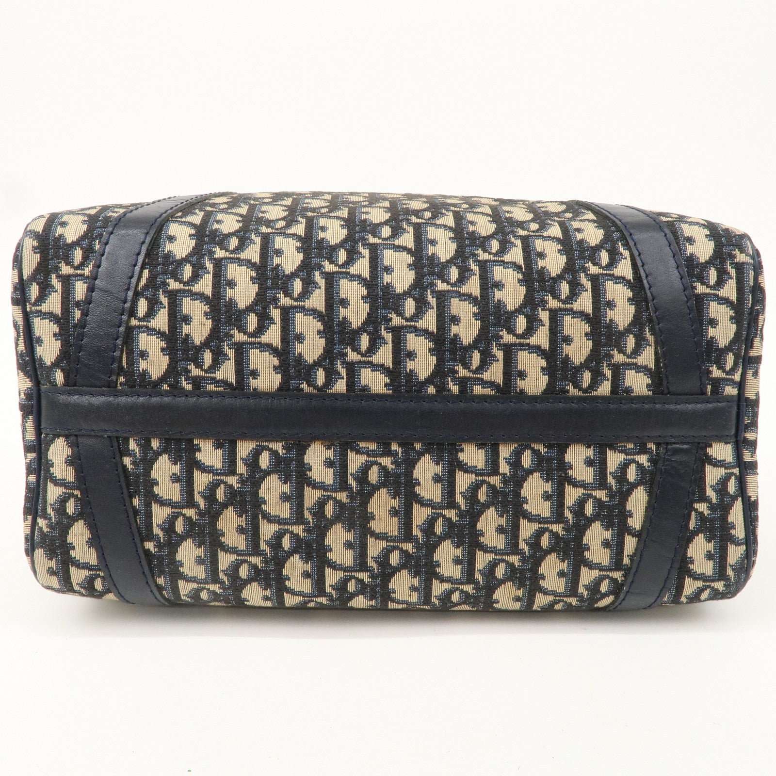 Christian Dior Trotter Canvas Leather Boston Bag Navy