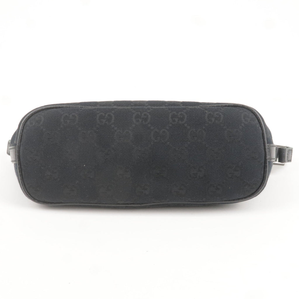 GUCCI Sherry GG Canvas Leather Hand Bag Purse Pouch Black 141809