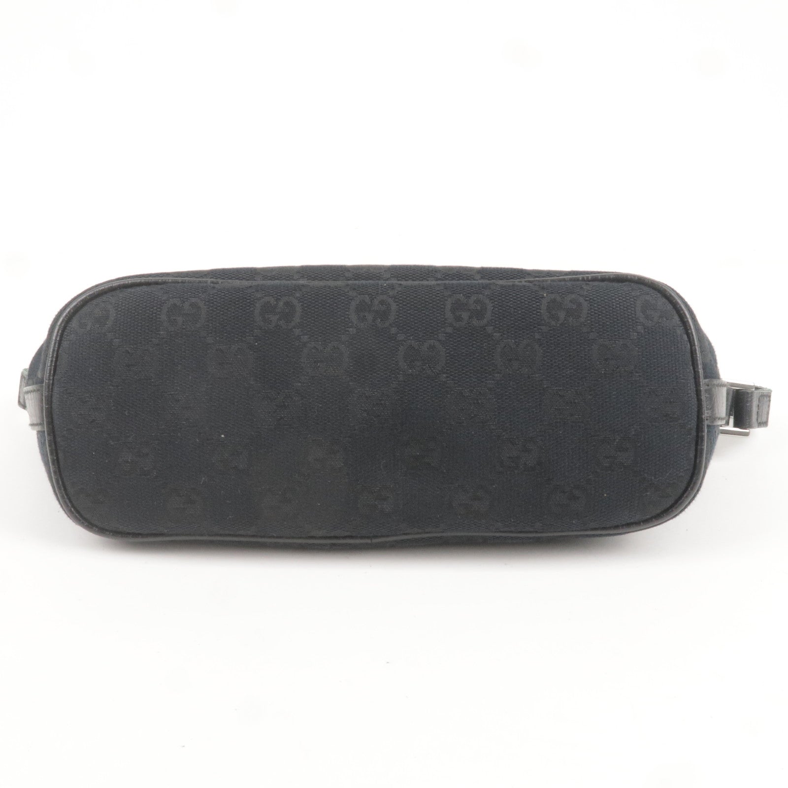 GUCCI Sherry GG Canvas Leather Hand Bag Purse Pouch Black 141809