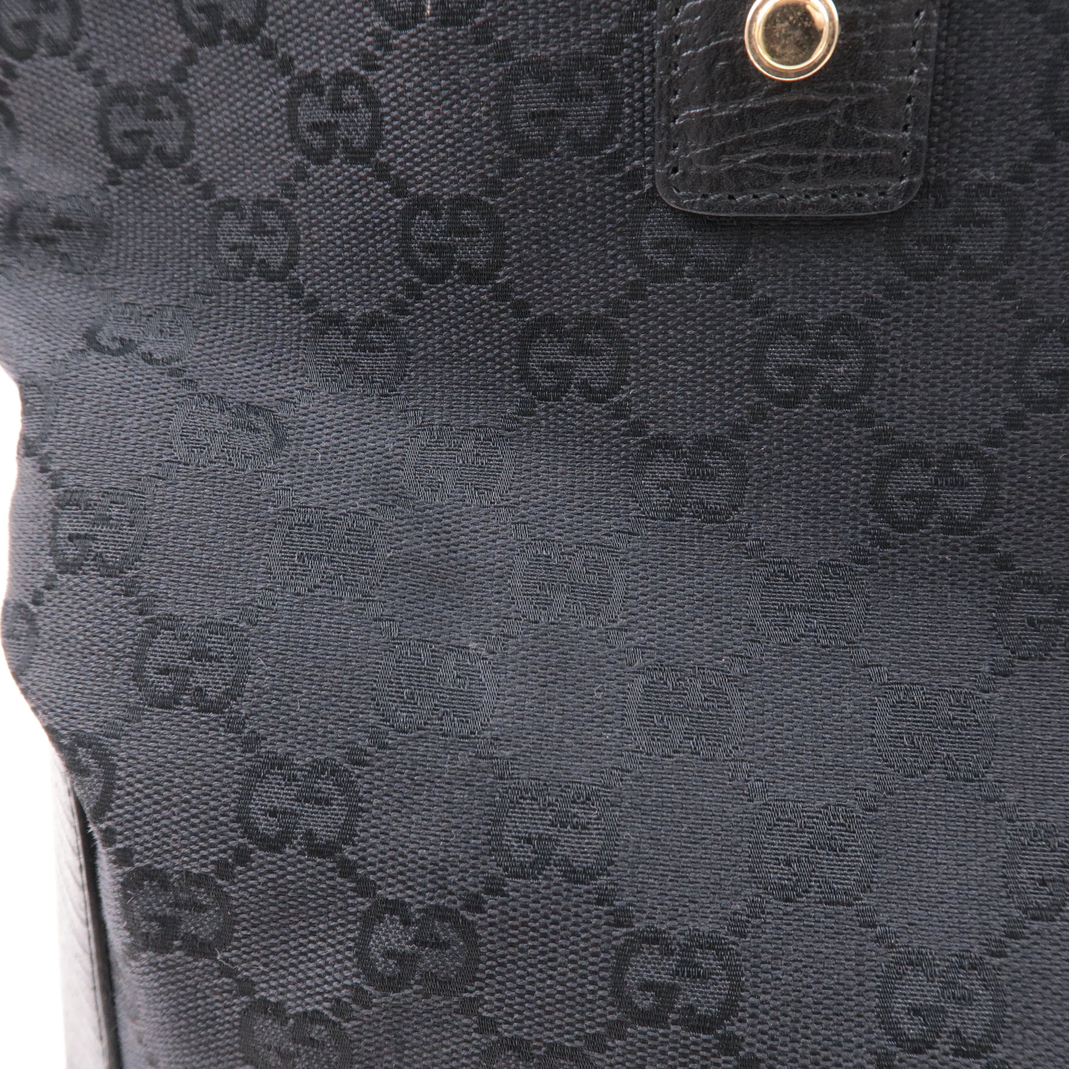 GUCCI Sherry GG Canvas Leather Tote Bag Black 130994