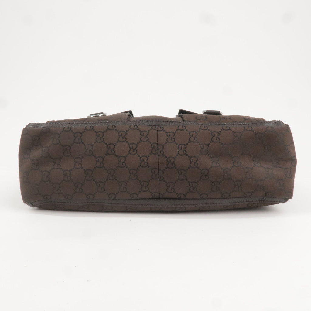 GUCCI GG Canvas Leather Tote Bag Shoulder Bag Dark Brown 268639