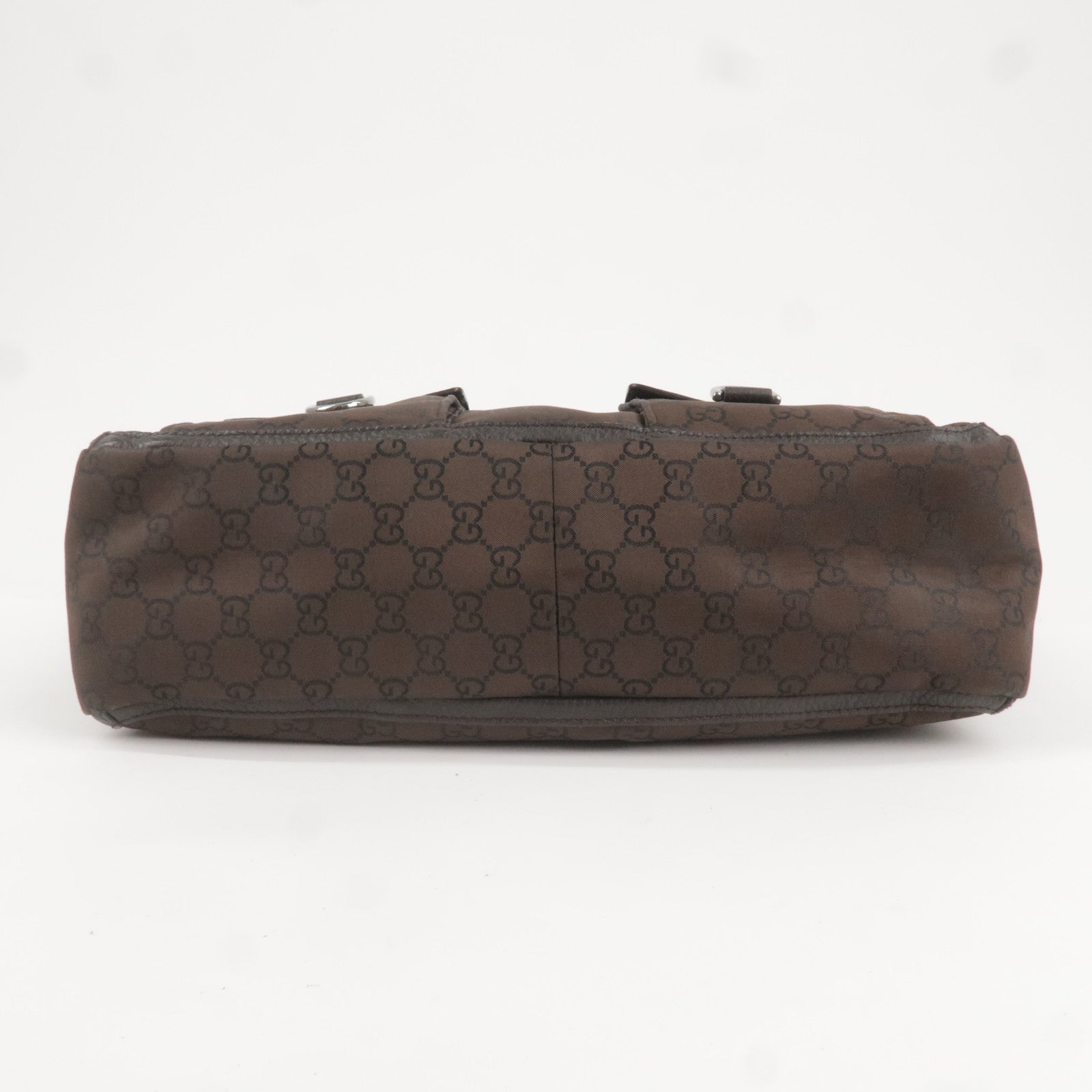 GUCCI GG Canvas Leather Tote Bag Shoulder Bag Dark Brown 268639