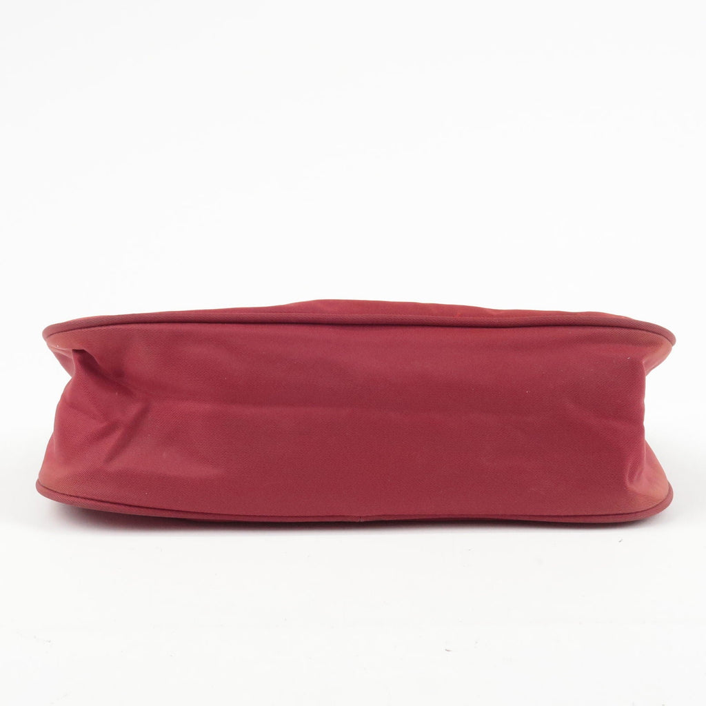 Prada Logo Nylon Hand Bag Shoulder Bag Pouch Purse Red