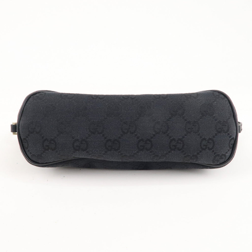 GUCCI Boat Bag GG Monogram Canvas Leather Pouch Black 039.1103